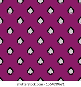 Card seamless pattern made of spades on a crimson background. Flat vector illustration.