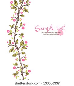 card with seamless pattern. spring cherry blossoms