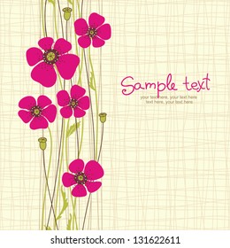 card with seamless poppy flowers