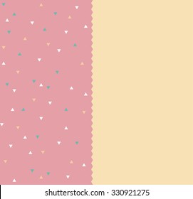 Card with seamless triangle pattern. Leaflet with empty space. Pattern of geometric shapes. Colorful mosaic backdrop. Geometric background. Triangle background. Vector illustration.