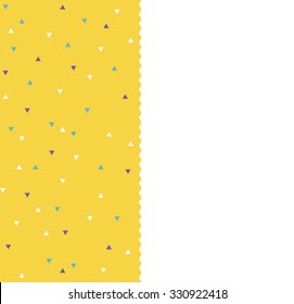 Card with seamless triangle pattern. Leaflet with empty space. Pattern of geometric shapes. Colorful mosaic backdrop. Geometric background. Triangle background. Vector illustration.