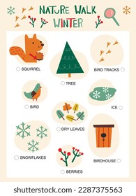 Card Search for Forest Items and Animals for Children. Matching children educational game. Activity for pre sсhool years kids and toddlers.