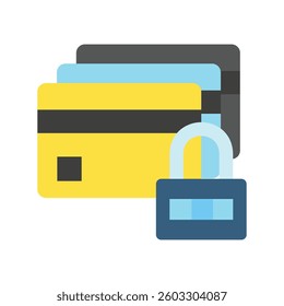 Card Security flat color icon, mini illustration. use for economy, business, finance, ecommerce, payment service UI, UX kit, app and web development, digital or print.