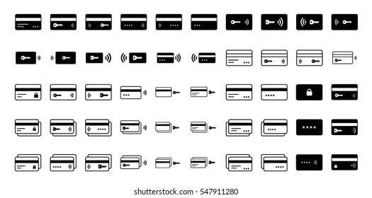 Card security and password icon kit. Vector