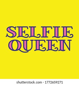 Tarjeta de selfie queen con paté en alfabetos