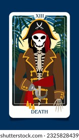 The card of the senior arcana is a DEATH. Occult esoteric spiritual Tarot. Numerology and fortune telling. Design flat vector illustrations