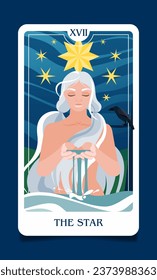 The card of the senior arcana is a the star. Occult esoteric spiritual Tarot. Numerology and fortune telling. Modern vector illustrations