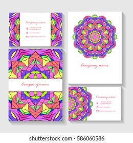 Card set with abstract background for brochure, flyer or presentations design, vector illustration