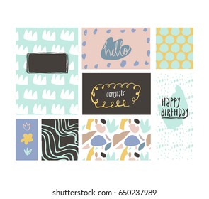 Card set, congrats, hello, happy birthday