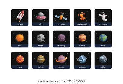 Card Set of Galaxy Stuff Illustration