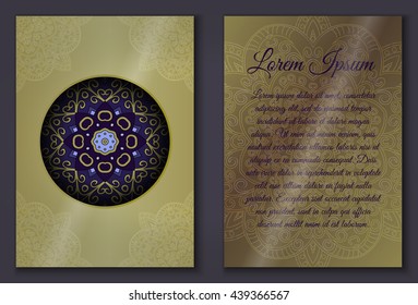 Card set with mandala ornament. Can be used for invitation and greetings.islam, arabic, indian motif.