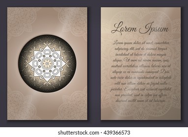 Card set with mandala ornament. Can be used for invitation and greetings.islam, arabic, indian motif.