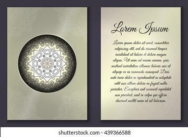 Card set with mandala ornament. Can be used for invitation and greetings.islam, arabic, indian motif.