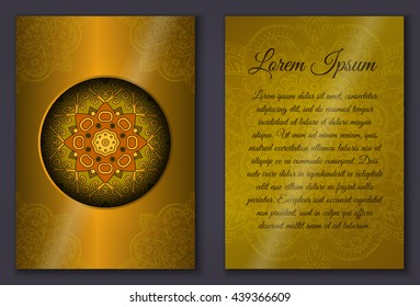 Card set with mandala ornament. Can be used for invitation and greetings.islam, arabic, indian motif.