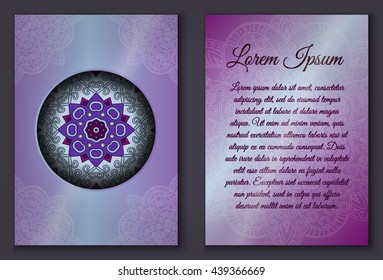 Card set with mandala ornament. Can be used for invitation and greetings.islam, arabic, indian motif.