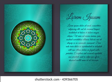 Card set with mandala ornament. Can be used for invitation and greetings.islam, arabic, indian motif.