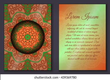 Card set with mandala ornament. Can be used for invitation and greetings.islam, arabic, indian motif.