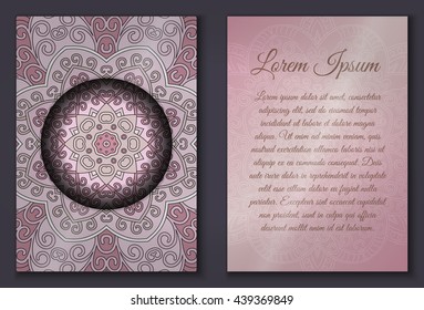 Card set with mandala ornament. Can be used for invitation and greetings.islam, arabic, indian motif.