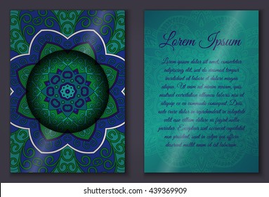 Card set with mandala ornament. Can be used for invitation and greetings.islam, arabic, indian motif.