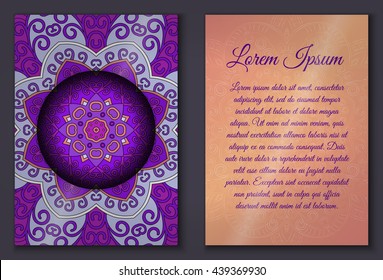 Card set with mandala ornament. Can be used for invitation and greetings.islam, arabic, indian motif.
