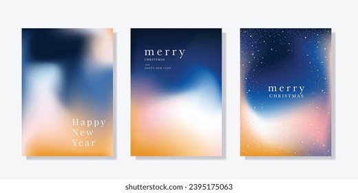 Card Set of Merry Christmas and Happy New Year. Vector illustrations for background, greeting card, Happy Holidays, season's greeting