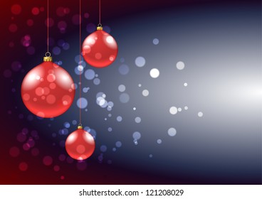 Card with shiny red baubles and sparkles