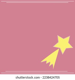Card with a  shooting star in a pink background for print, wrapping, posters, banners 