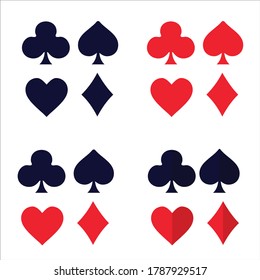 Card signs. Clubs, Diamonds, Hearts; Spades - symbols for card design