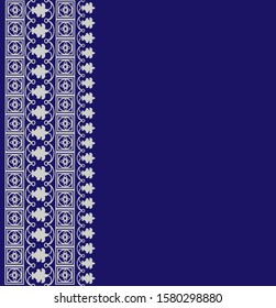 Card with silver laces on the blue background.