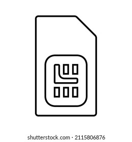 Card, Sim, Sim Card Outline Icon. Line Art Vector.