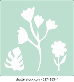 Card with simple floral pattern and hand drawn style texture. Design for poster, card, invitation, placard, brochure.Vector