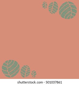 Card with simple oval leaves decorated with handmade texture Illustrator 8 format