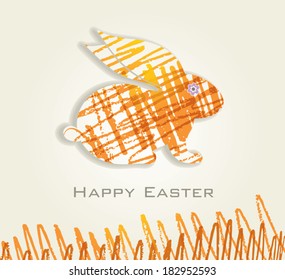 Card with sketch bunny. Happy Easter!