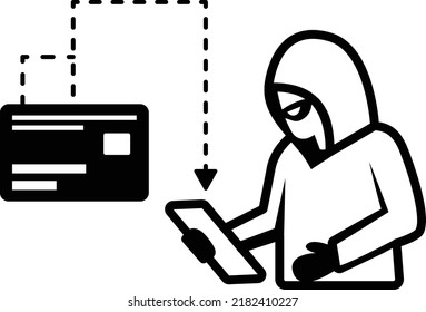 card skimmers or shimmers Concept, Credit card fraud vector icon design, White Collar Crime symbol, Computer crime Sign, security breakers stock illustration