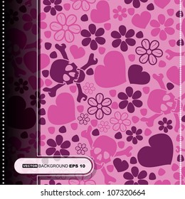 Card with skulls and hearts