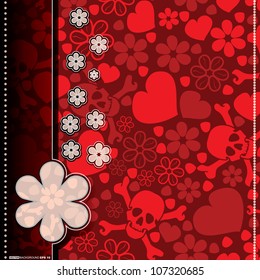 Card with skulls and hearts