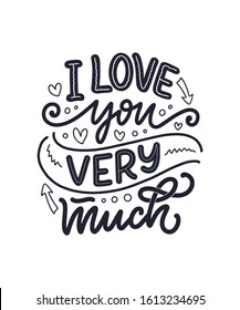 Card with slogan about love in beautiful style. Vector illustration. Abstract lettering composition. Trendy graphic design for print. Motivation poster. Calligraphy text for Valentine's Day.