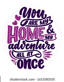 Card with slogan about love in beautiful style. Vector illustration. Abstract lettering composition. Trendy graphic design for print. Motivation poster. Calligraphy text for Valentine's Day.