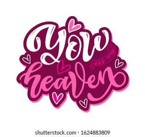 Card with slogan about love in beautiful style. Vector illustration. Abstract lettering composition. Trendy graphic design for print. Motivation poster. Calligraphy text for Valentine's Day.