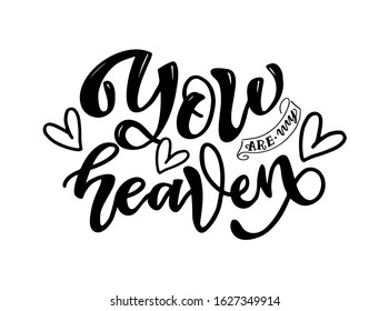 Card with slogan about love in beautiful style. Vector illustration. Abstract lettering composition. Trendy graphic design for print. Motivation poster. Calligraphy text for Valentine's Day.