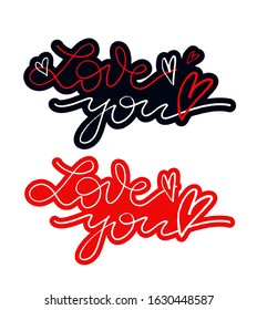Card with slogan about love in beautiful style. Vector illustration. Abstract lettering composition. Trendy graphic design for print. Motivation poster. Calligraphy text for Valentine's Day.