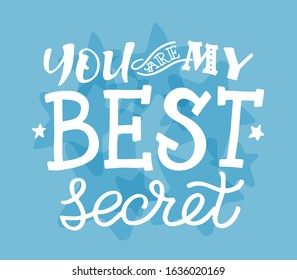 Card with slogan about love in beautiful style. Vector illustration. Abstract lettering composition. Trendy graphic design for print. Motivation poster. Calligraphy text for Valentine's Day.