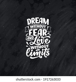Card with slogan about love in calligraphy style. Abstract lettering composition. Trendy graphic design for print. Motivation poster. Quote for Valentine's Day. Vector illustration
