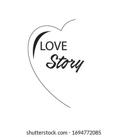 Card with slogan about love story. Vector illustration. Abstract lettering composition. Trendy graphic design for print. Calligraphy text for Valentine's Day.