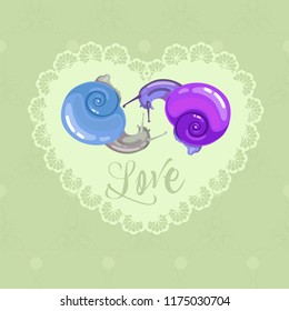 Card with snails, greeting and message