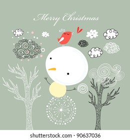 card with snowman