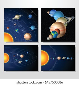 Card with solar system, sun and planets collections