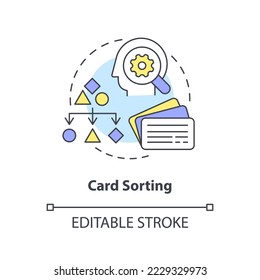 Card sorting concept icon. UX research. Mental model in user experience design abstract idea thin line illustration. Isolated outline drawing. Editable stroke. Arial, Myriad Pro-Bold fonts used