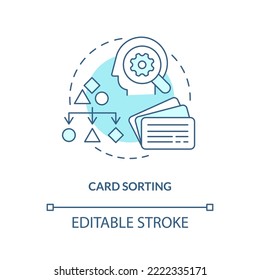 Card Sorting Turquoise Concept Icon. App Usability. Mental Model In UX Design Abstract Idea Thin Line Illustration. Isolated Outline Drawing. Editable Stroke. Arial, Myriad Pro-Bold Fonts Used