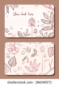 Card with a sprig of leaves elements forest.
